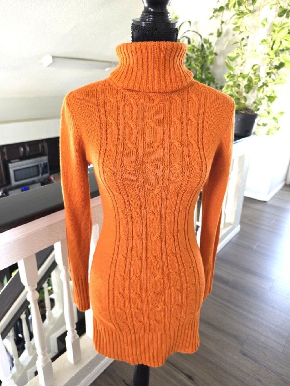 PINK CAT Orange Cable Knit Turtleneck Sweater Mini Dress (USA S) (CHINA L) - Picture 1 of 8